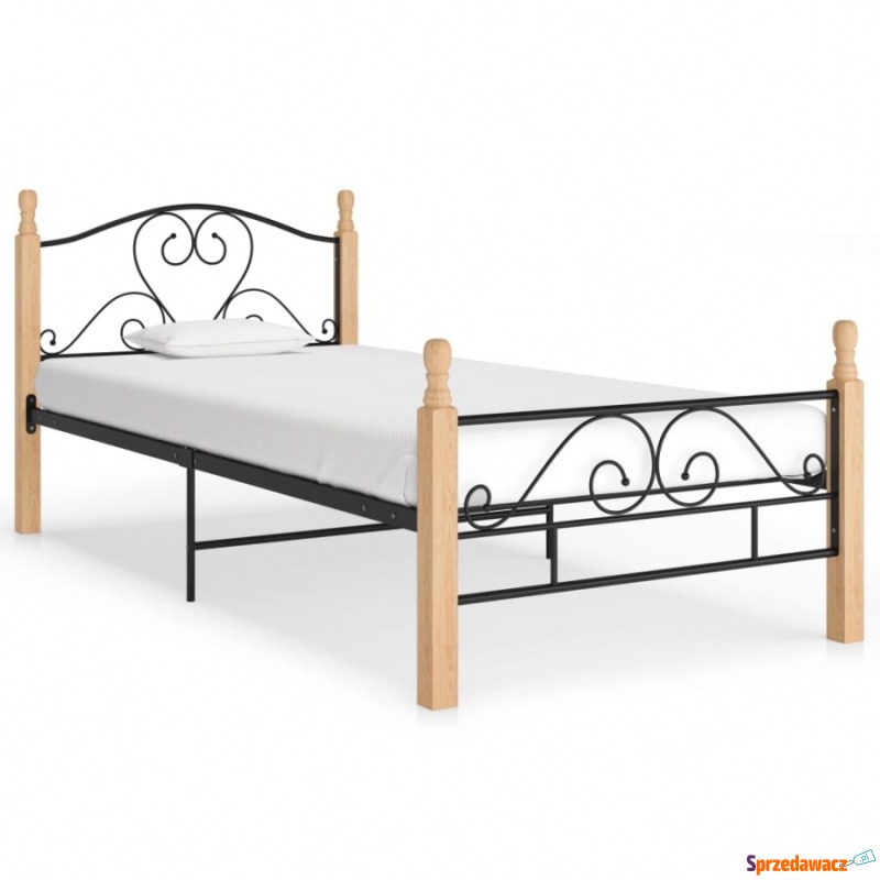 Rama łóżka, czarna, metalowa, 90 x 200 cm - Stelaże do łóżek - Zamość
