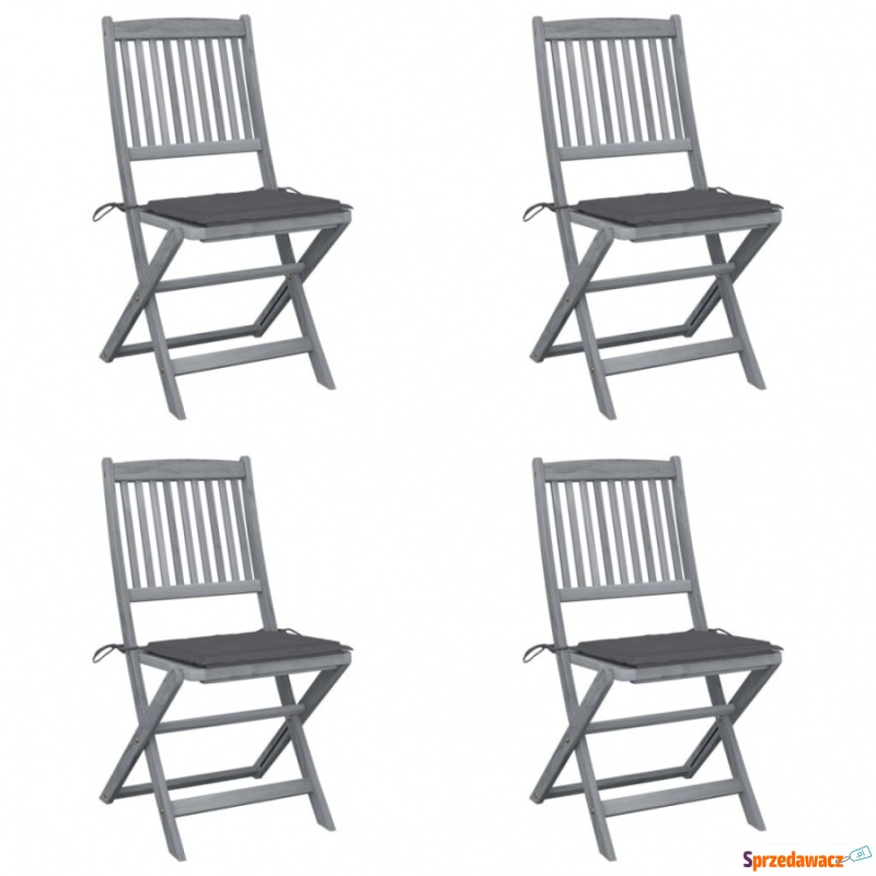 Składane krzesła ogrodowe, 4 szt., poduszki,... - Krzesła ogrodowe - Nowa Ruda