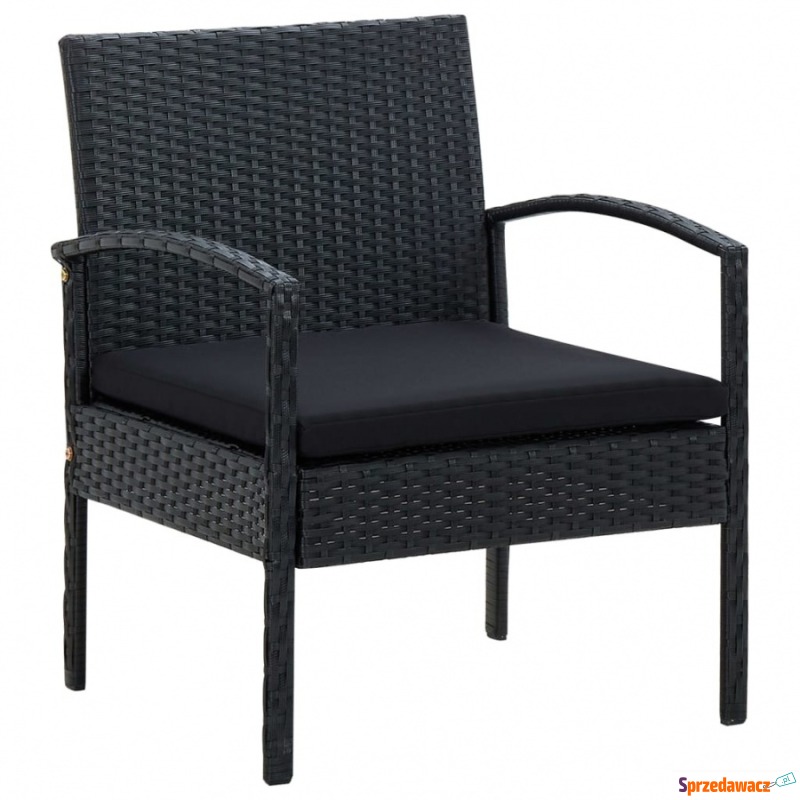 Krzesło ogrodowe z poduszką, polirattan, czarne - Krzesła ogrodowe - Dąbrowa Górnicza