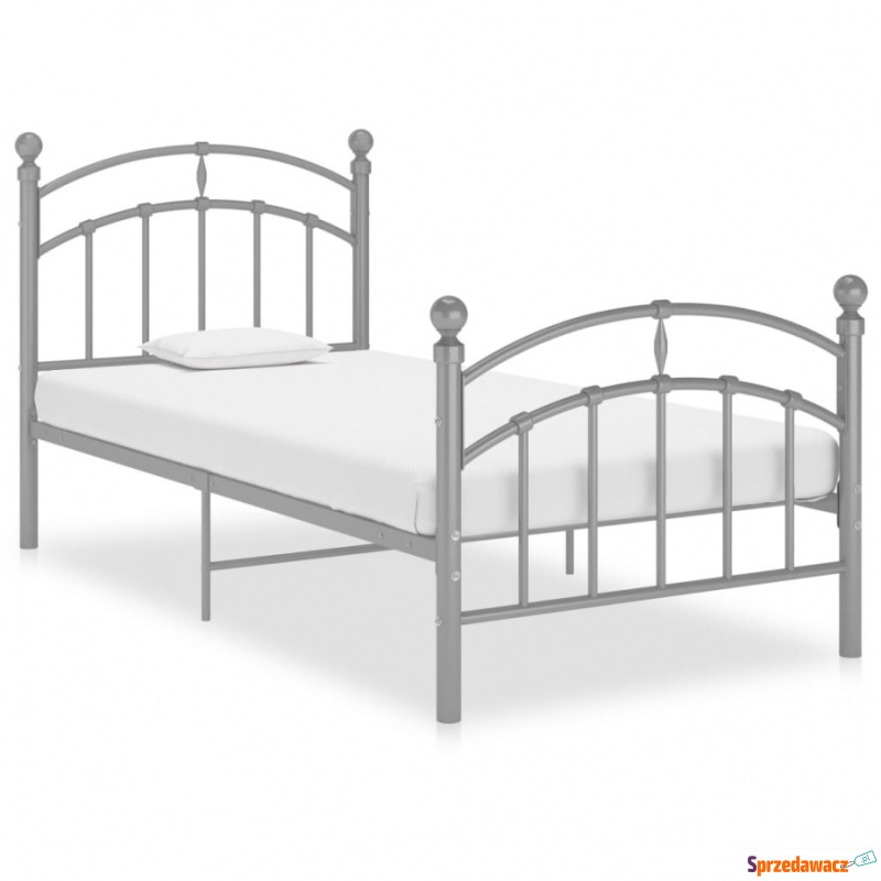 Rama łóżka, szara, metalowa, 90 x 200 cm - Stelaże do łóżek - Leszno