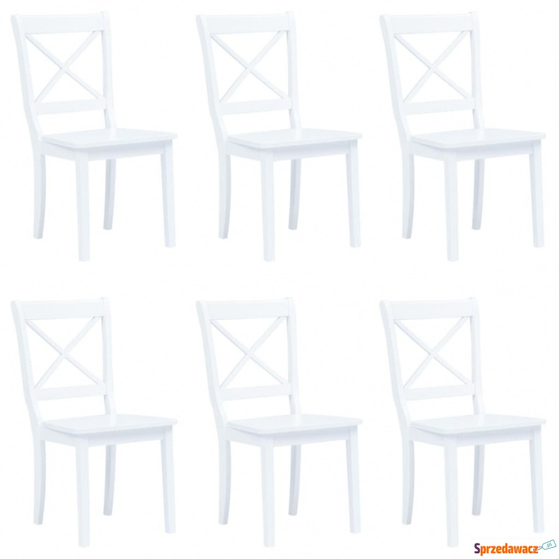 Krzesła jadalniane, 6 szt., białe, lite drewno... - Krzesła do salonu i jadalni - Krapkowice