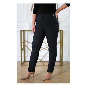 Czarne eleganckie spodnie z imitacją kieszeni - Aimie