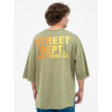 Koszulka Męska Z Krótkim Rękawem Oversize Oliwkowa Catch Street Dept