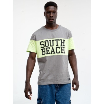 Koszulka Męska Z Krótkim Rękawem Ciemna Szara Catch Stripe South Beach