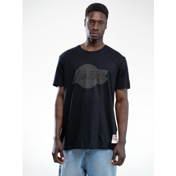 Koszulka Z Krótkim Rękawem Czarna Mitchell & Ness Los Angeles Lakers NBA Black Tonal Print