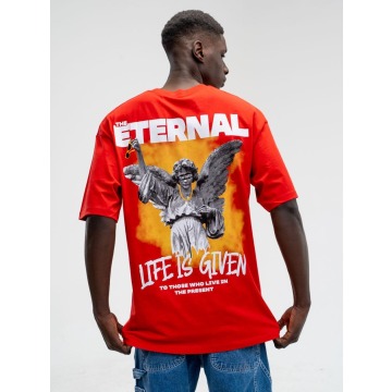 Koszulka Z Krótkim Rękawem Oversize Męska Czerwona Plus Eighteen  Eternal