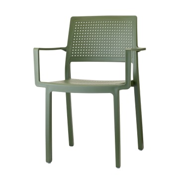 Krzesło Emi - oliwkowy z podłokietnikiem