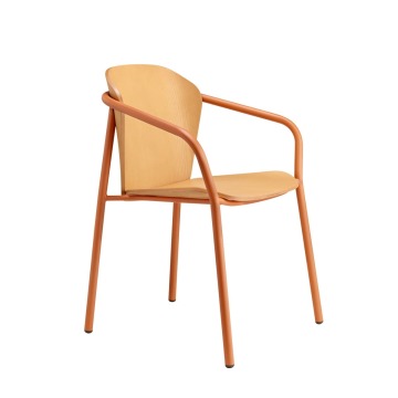 Krzesło Finn metal wood z podłokietnikiem - rama terracotta