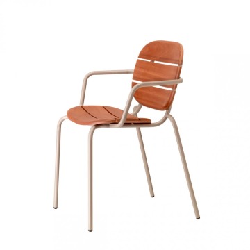 Krzesło Si-Si drewniane z podłokietnikami - rama terracotta