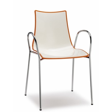 Krzesło Zebra Bicolore z podłokietnikami biało - pomarańczowe