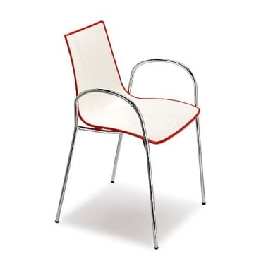 Krzesło Zebra Bicolore z podłokietnikami biało - czerwone
