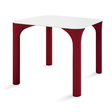 Stół Pure czerwone nogi, biały blat - Lyxo Design