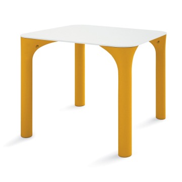 Stół Pure żółte nogi, biały blat - Lyxo Design