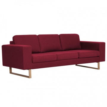 Sofa 3-osobowa tapicerowana tkaniną kolor czerwonego wina