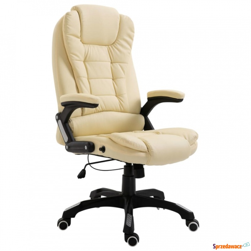 Fotel biurowy kremowy sztuczna skóra - Krzesła biurowe - Dębica