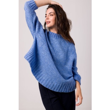 Sweter oversize z nietoperzowym rękawem - lazurowy