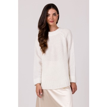 Sweter oversize z nietoperzowym rękawem - biały