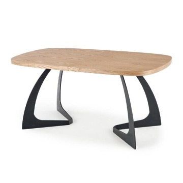 Stół rozkładany Veldon 160-200x90x75 cm, blat dąb naturalny, nogi czarne 