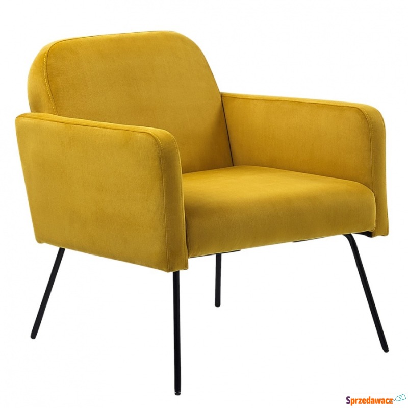 Fotel welurowy żółty NARKEN - Sofy, fotele, komplety... - Gliwice