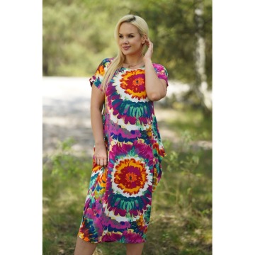 Sukienka w kolorowe kwiaty z wiązaniem na plecach - Gracy
