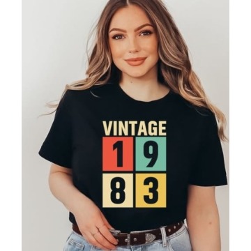 damska koszulka na 40 vintage 1983 - kolorowe