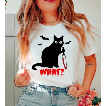 fajna damska koszulka z kotem what ?
