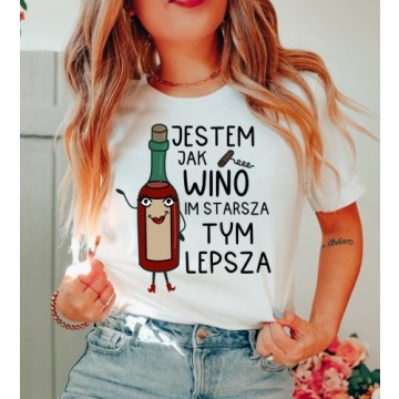 fajna damska koszulka jestem jak wino