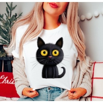 koszulka z czarnym kotem kot7