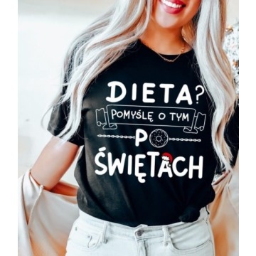 damska koszulka DIETA POMYŚLĘ O TYM PO ŚWIĘTACH