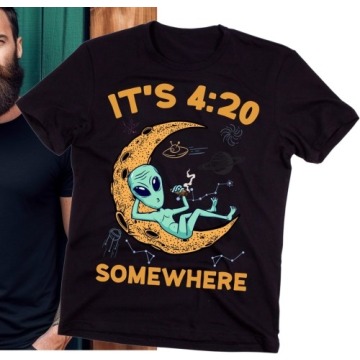 Śmieszna męska koszulka z kosmitą