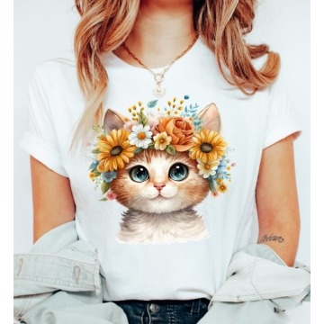 Damska koszulka z kotem wzór kotek3
