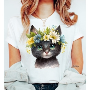 Damska koszulka z kotem wzór kotek7