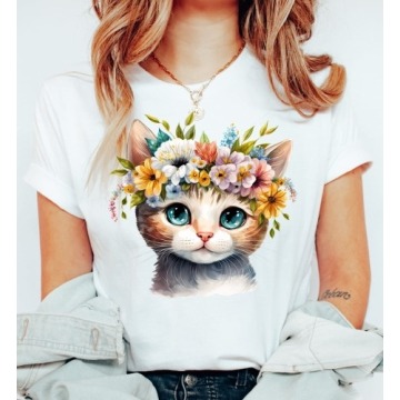 Damska koszulka z kotem wzór kotek8