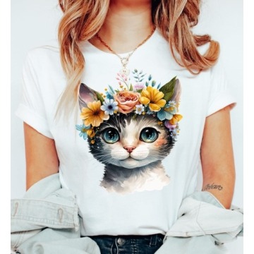 Damska koszulka z kotem wzór kotek6