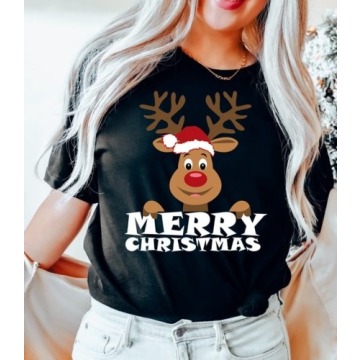świąteczna koszulka z reniferem merry christmas