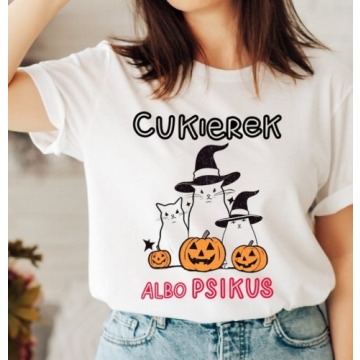 Damska koszulka na Halloween CUKIEREK ALBO PSIKUS