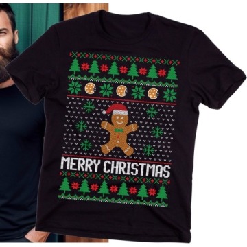 Męska koszulka na święta - fajny świąteczny motyw pierniczek12