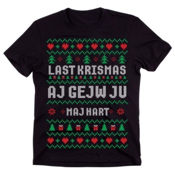 Śmieszna koszulka świąteczna - męska czarna last krismas