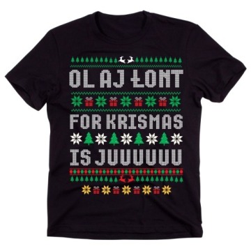 Śmieszna koszulka świąteczna - męska czarna OL AJ ŁONT