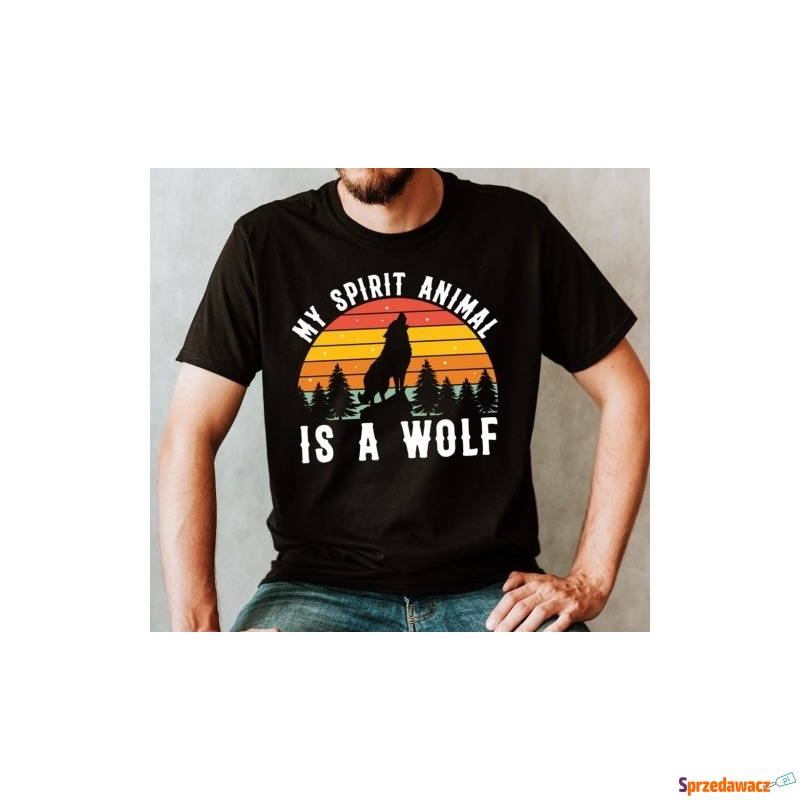 fajna męska koszulka z wilkiem - Bluzki, koszulki - Nowy Dwór Mazowiecki