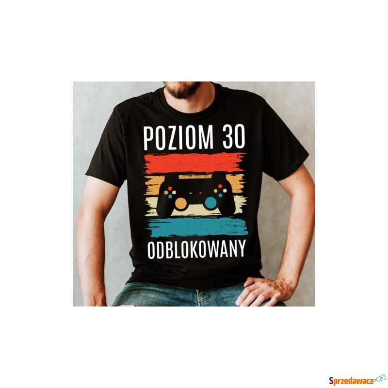 męska koszulka na 30 POZIOM 30 ODBLOKOWANY - Bluzki, koszulki - Leszno