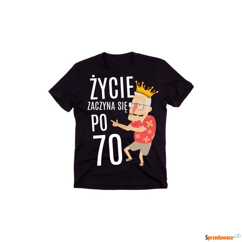męska koszulka na 70 urodziny ŻYCIE ZACZYNA SIĘ... - Bluzki, koszulki - Starachowice