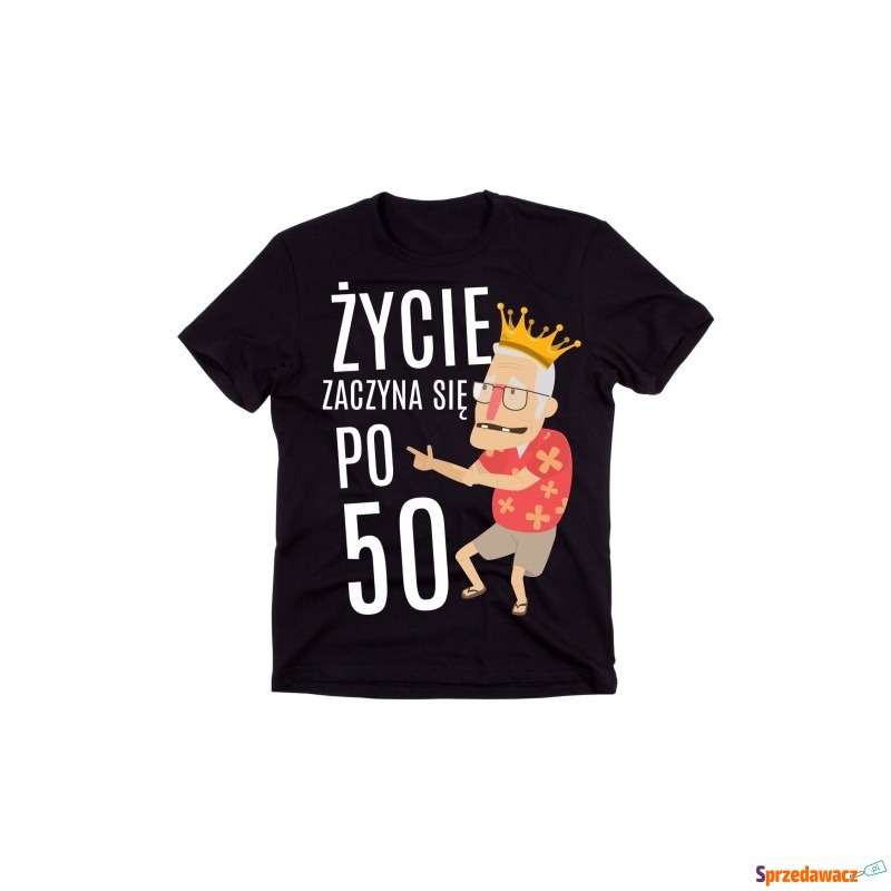 męska koszulka na 50 urodziny ŻYCIE ZACZYNA SIĘ... - Bluzki, koszulki - Wieluń