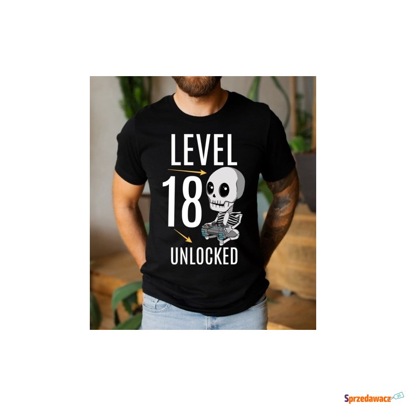 męska koszulka NA 18 URODZINY - LEVEL 18 UNLOCKED - Bluzki, koszulki - Radom