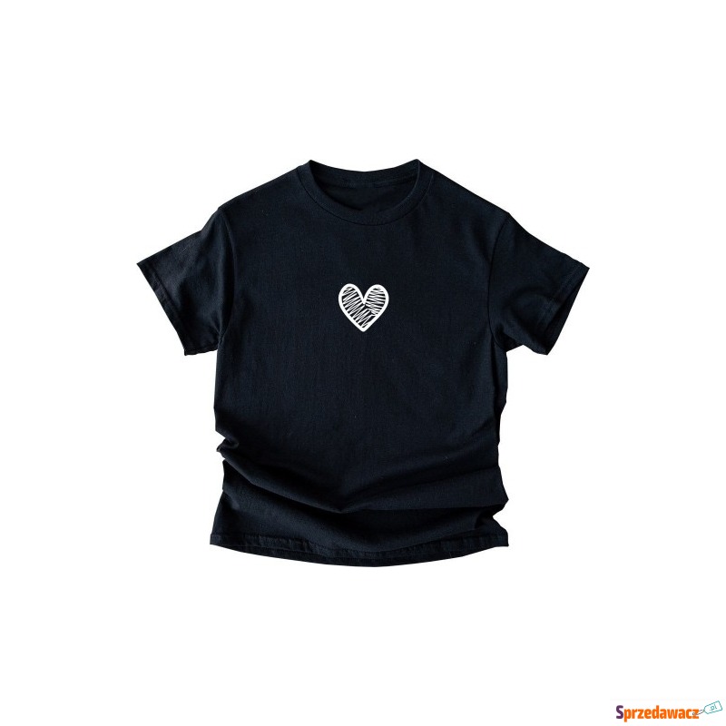 damska czarna koszulka z sercem serduszko - Bluzki, koszule - Grudziądz