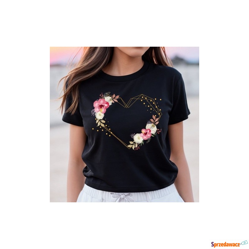 koszulka z sercem kwiaty geometryczne - Bluzki, koszule - Toruń
