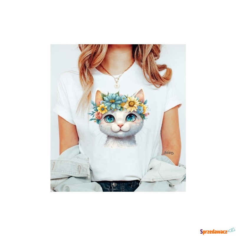 Damska koszulka z kotem wzór kotek1 - Bluzki, koszule - Mysłowice