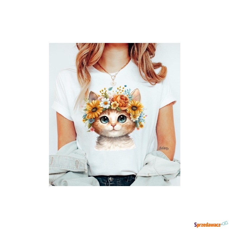 Damska koszulka z kotem wzór kotek3 - Bluzki, koszule - Koszalin