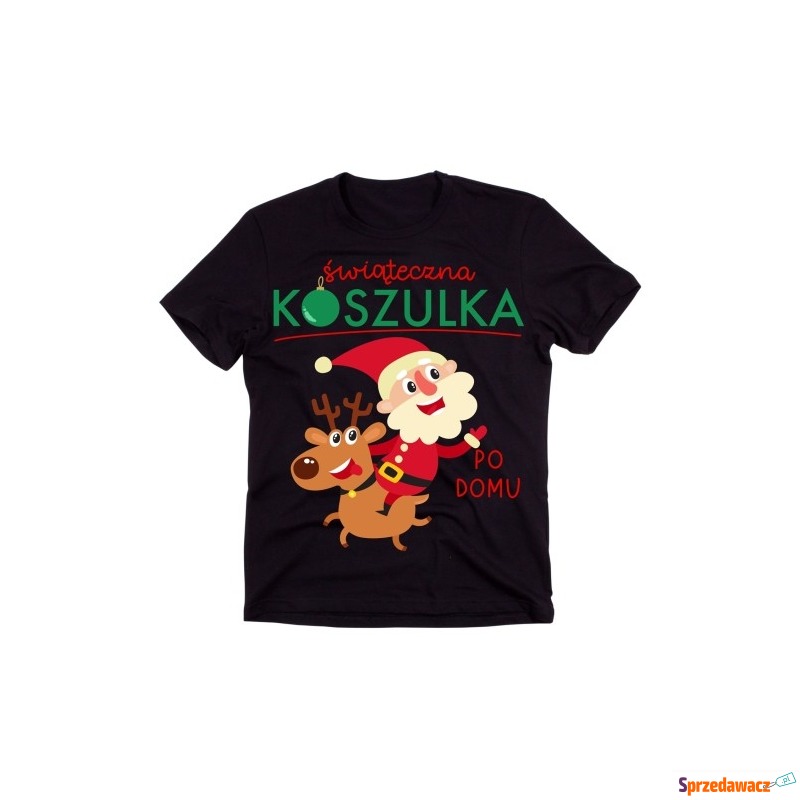 Męska koszulka z mikołajem na reniferze mikolajki32 - Bluzki, koszulki - Rzeszów