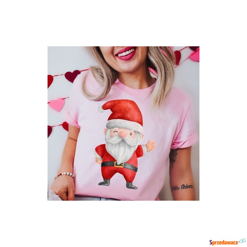 świąteczna koszulka mikołaj damska - kolor różowy - Bluzki, koszule - Chorzów